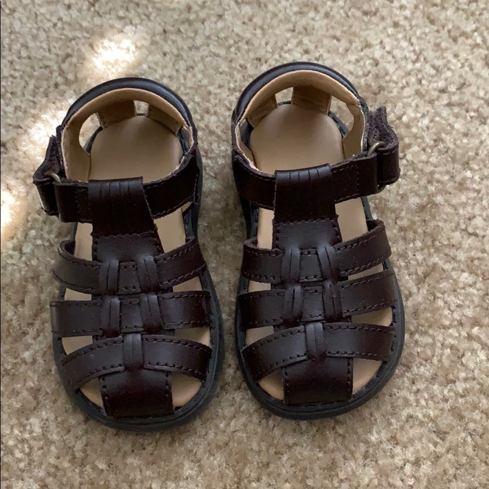 Toddler size 4 (boy) dark brown leather sandals